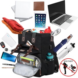 FuisDiL Laptop Backpack for Women, 15.6 Inch Waterproof Work Backpacks with USB Charging Port, RFID Anti-theft Pockets, Ladies Laptop Rucksack for College Bookbag,Wide Open Business Travel Bag