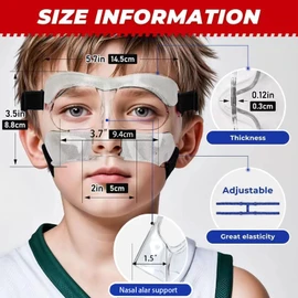 WR01A Kids Nose Guard for Broken Nose Girls Boys Adjustable Basketball Soccer Sports Face Mask with Foam Padding and Stickers for Youth Teens