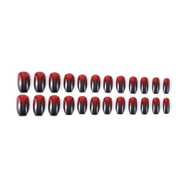 Jovono False Nails Black Red Fake Nails Long Head Nails Artificial Square Full Nails for Women and Girls (24 Pieces)