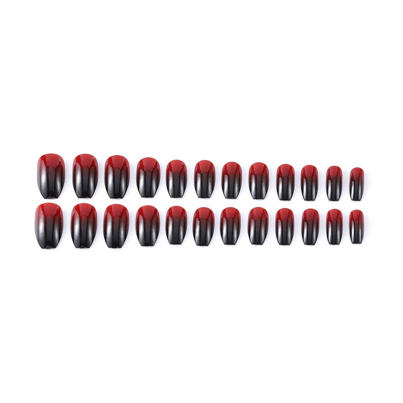 Jovono False Nails Black Red Fake Nails Long Head Nails