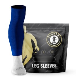 Tekkerz - Manga de pierna compatible con calcetines de agarre, la mejor alternativa al fútbol, fútbol, hockey, rugby, Azul Real, Extra Long