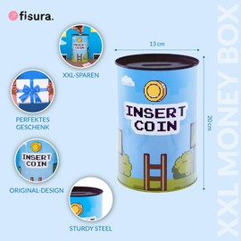 FISURA Original XL Money Box Insert Coin Gamer Gift Box Steel Fun Gift