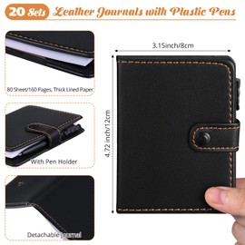 10pcs Leather Pocket Journal Bulk Mini Notebook with Pen Journal Vintage Travel PU Leather Pocket Notebooks Small Notepad for Note Taking School Office Team Teacher Coworker Nurse(Black)