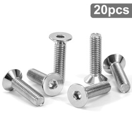Tunejoy Countersunk Screws M5 x 20 mm Stainless Steel A2 V2A Countersunk Head Hexagon Socket DIN 7991 Full Thread with Allen Key Pack of 20
