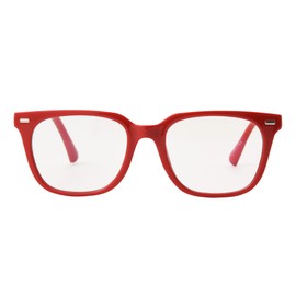 Betsey Johnson Women's Perfectly Imperfect Square Blue Light Reading Glasses, Red, 41 mm + 0