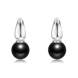 AXOMY Black Pearl Stud Earrings 925 Sterling Silver Black Pearl Dangle Drop Earring with Chunky Waterdrop Teardrop Fashion Black Pearl Jewelry Gifts for Women Girls, No Gemstone