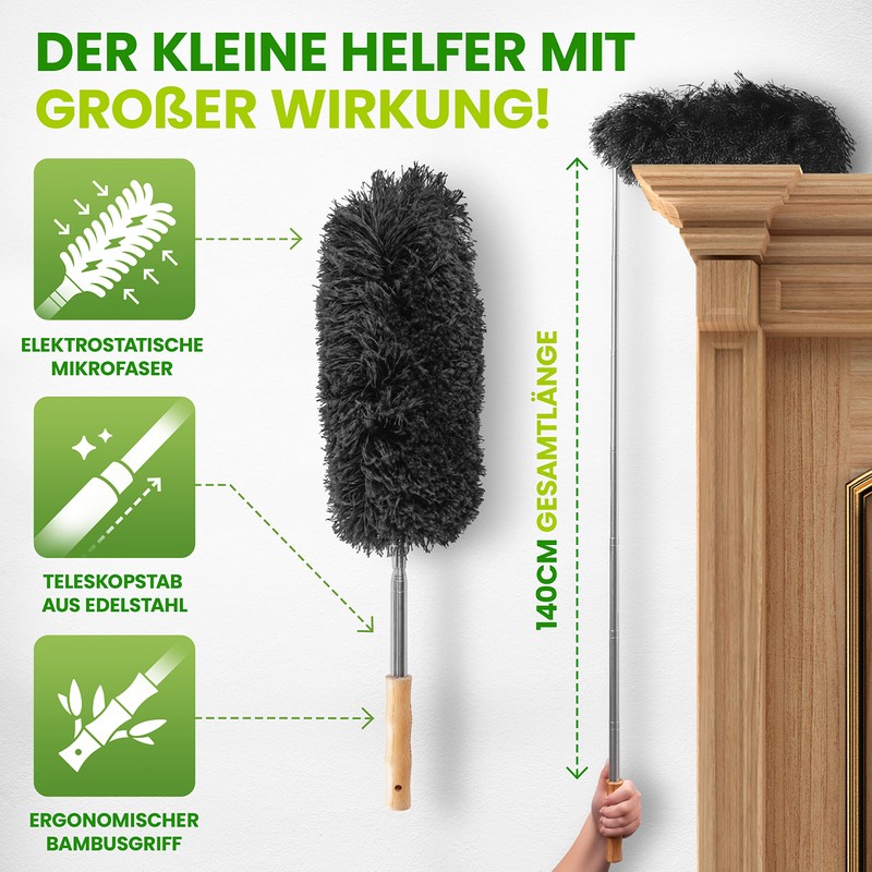 BAMBUA Telescopic Duster - Effective Dust Catcher with Special Microfibre