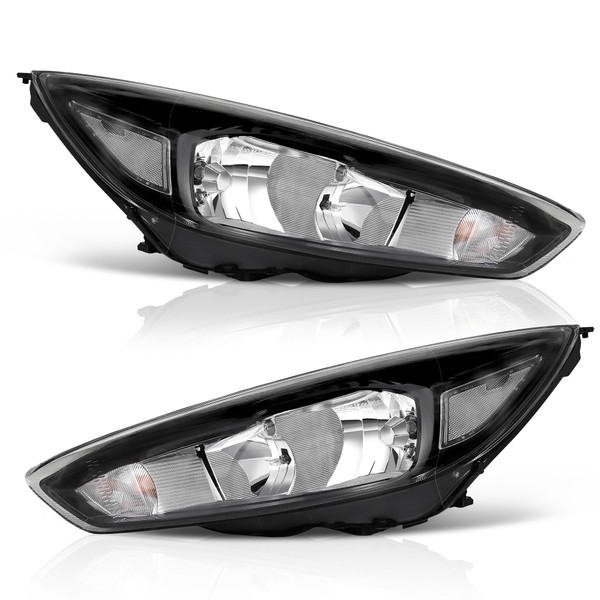 Vomal Halogen Headlight Assembly Compatible With 2015-2018 Ford Focus ST/SE/S