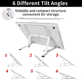 TOHETO A3 Rechargeable Battery Powered Led Light Tracing Pad with Built-in Stand, Magnetic Clip, 6-Level and Stepless 3 Colors Dimming Brightness Light Box for Diamond Painting, Weeding Vinyl (White)