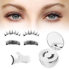 SSKHE Natural Magnetic-Eyelashes Kit with Applicator,2 Pairs Reusable Lashes Kit with Applicator,Easy to Wear and Remove,No Glue Needed