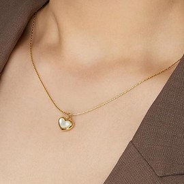 Heart Gold Necklace for Women Dainty Trendy 14k Gold Necklace Statement Hypoallergenic Non Tarnish Heart Pendant Necklace Jewelry Set