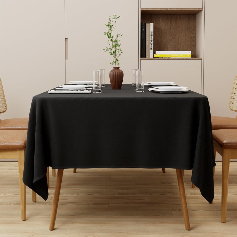 Zdada Black Table Cloth 300x150cm(118x59Inch) Rectangular Polyester Tableclothes Washable Table
