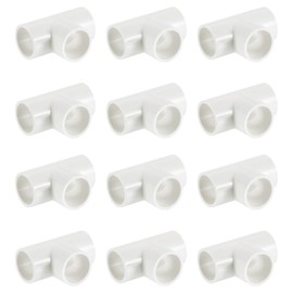 sourcing map 1/2" PVC Tee, 12 Pcs 3 Way Elbow Connector Furniture Grade PVC Tee Elbow Pipe Fitting Adapter Corner Fitting for Water Supplies Build Furniture Shelves Tents, White