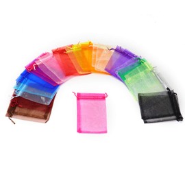 Dealglad 100pcs Drawstring Organza Jewelry Candy Pouch Party Wedding Favor Gift Bags (6x8, Mixed Color)