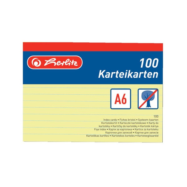Herlitz Index Cards A4/A5/A6/A7/A8 Pack of 100