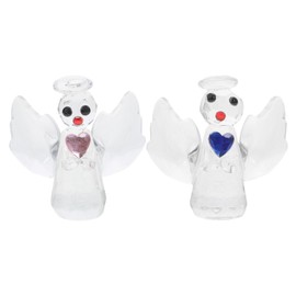 Milisten 2Pcs Crystal Angel Ornament glass statue clear glass figurines doll figurine glass guardian glass ornament mini glass garden sculpture church decor dining table accessories office