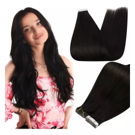 Full Shine Extensiones Cabello Real 50gr 14in 1b Cinta Negra Natural