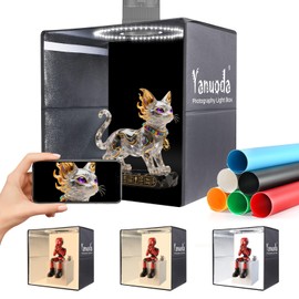 Yanuoda Portable Light Box Photography - 12"x12"x12" Foldable Lightbox with 120 LEDs (CRI 97), 6 Backdrops, Dimmable Shooting Tent Kit, 3 Light Modes, Photo Studio Light Box for Product Photography