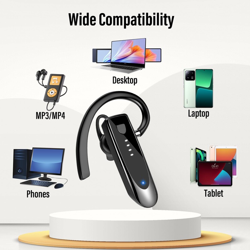 Atheewon Bluetooth Earpiece, Wireless Handsfree with Noise Cancelling Mic, 20Hrs