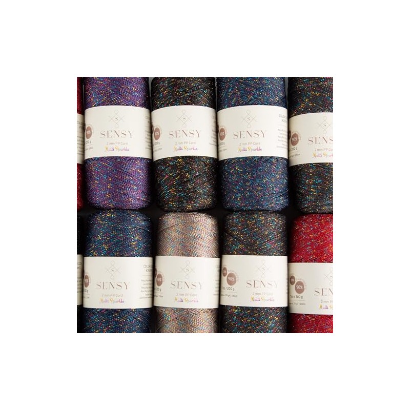 5 Skeins of Sensy Premium 2mm 251 Yards Sparkle Polyester