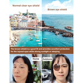 AMZVIO 2pcs Eye Shield After Cataract Surgery Dark Clear Eye Patch Plastic Guard with Strap for Adult Sleeping or Go Out,Reduce The Sensitivity of The Eyes to Light (Dark Clear + Black Strap)