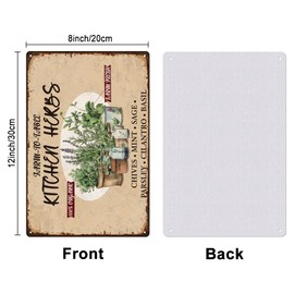 SUPERDANT Kitchen Herbs Metal Tin Sign Plants Vintage Metal Wall Poster Potted Plants Retro Metal Signs Garden Vintage Metal Tin Sign Funny Decor for Garden Kitchen Home Indoor Outdoor Retro Decor
