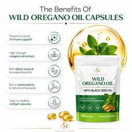 Wild Oregano Oil Capsules 6000mg High Potency - 240 Softgels (2x120) 6000mg Oil of Oregano with Black Seed Oil Non-GMO, Gluten Free Supports Immune & Digestive Health, High Strength Oregano