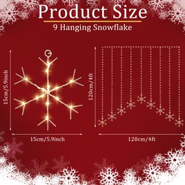 Christmas Snowflakes Lights, Christmas Snowflakes Curtain Lights 16.4 ft/ 5 m 325 LED Christmas Window String Lights Decoration for Christmas Party Home Bedroom Indoor Outdoor Garden (Warm White)