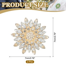 PATIKIL Rhinestone Flower Brooch Pin,2 Pcs Large Crystal Sunflower Lapel Pin for Women Wedding Party Birthday Dance Banquet Dress Clothes Hat Bag Decoration, White