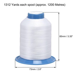 sourcing map Bonded Polyester Sewing Thread Extra Strong 1312 Yards 210D/0.32mm UV Resistant Thread for Manual and Machine Sews (White)