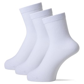 Okamoto 635172 Women's School Socks, Set of 3, 5.9 inches (15 cm) Length, Plain, Ribbed, Deodorizing, Tear Resistant, School Socks,, white_solid