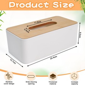 UHETLET Cosmetic Tissues Box Wooden Tissue Box with Lid Made of Bamboo Tissue Box 26 x 13 x 9 cm Tissue Box White Refillable Tissue Box Square Tissue Boxes Tissue Dispenser for Commercial Use