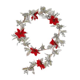 TITA-DONG 5.7FT Christmas Wreath for Front Door, Fall Wreath with Berry & Red Flowers, Artificial Berry Garland for Winter Christmas Holiday New Year Decoration