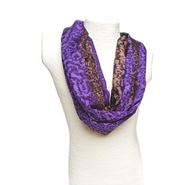 Ladycrow Luxurious Handpainted Salt Water Dyed Habotai Silk Scarf in Purple Heather