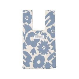 [2024] Wpc. Patterns Knit Tote Bag, Flower and Bird, Blue, Machine Washable, Women's, Floral Print, Stylish, Cute, Travel, Mini Bag, Portable, Gusset, Trend, Flattering, Fashion W146-9150-204