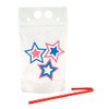 Fun Express Patriotic Party Collapsible Plastic Drink Pouches with Straws,