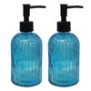 YYTSGG Blue Glass Soap Dispenser Set with Black Pump, 13.5oz