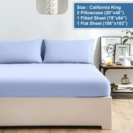 DAN RIVER Jersey Knit Sheets - All Season, Soft, Cozy California King Jersey Sheets. T-Shirt Sheets. Jersey Cotton Sheets. 4 Piece Heather Cotton Jersey Bed Sheet Set. (California King, Light Blue)