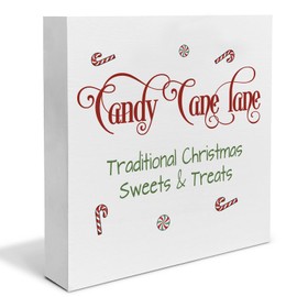 Candy Cane Christmas Decorations, Winter Tiered Tray Decor, Candy Cane Lane Sign, Farmhouse Indoor Holiday Xmas Decor 5 X 5 Inches