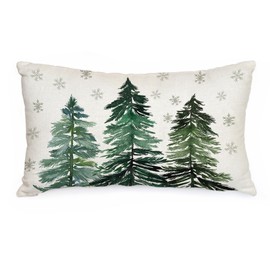 AACORS Christmas Pillow Cover 12X20 Inch Christmas Trees Snowflake Decorations Winter Pillow Case Decor for Home Sofa Couch（Green） AA038-12