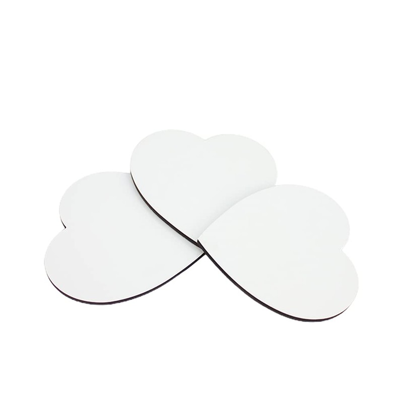 MR.R 10 Heart Shape MDF Coasters, Raw Wood Back Hardboard