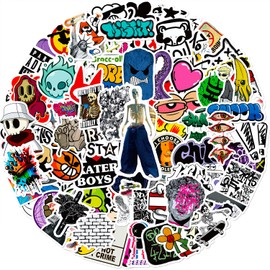 100 Pcs Skateboard Stickers, Cool Aesthetic Stickers Waterproof Vinyl for Skateboard, Phone, Water Bottle, Luggage, Laptop, Teens Boys Girls Adults