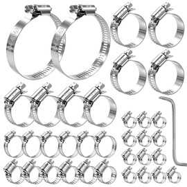 35pcs Hose Clamps Assortment Kit 304 Stainless Steel 1/4'' - 2-1/2''6 Sizes