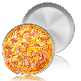 Homikit Pizza Tray, 30 cm Round Stainless Steel Pizza Mould Pizza Baking Tray, Set of 2 for Baking in the Oven, Healthy and Durable, Easy to Clean and Dishwasher Safe
