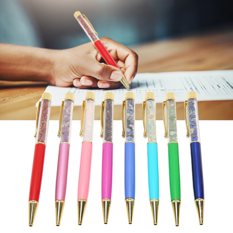 8PCS Crystal Ballpoint Pen Fashionable Colorful Bling Crystal Pens for