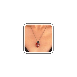 Wendalern Gothic Red Heart Crystal Necklace Ruby Heart Rose Pendant Necklace Dainty Heart Shaped Twist Flower Clavicle Chain Necklace Valentines Gifts Jewelry for Women and Girls