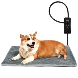 Niubya Pet Heating Pad for Dogs and Cats, Adjustable Temperature and Waterproof Pet Heated Mat with Timer, Electric Heating Pet Bed with Chew Resistant Cord and Soft Washable Cover