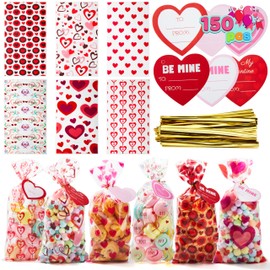 Bolsas de regalo de celofán para el día de San Valentín, 150 paquetes