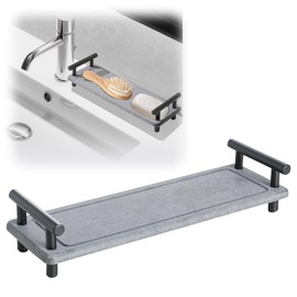 Gachiwar Instant Dry Sink Caddy Stone, Water Absorbing Stone Tray for Sink, Water Absorbent Diatomaceous Earth Tray, Bathroom Sink Organiser, Sink Tray, Drying Stone for Kitchen Counter