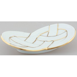 24to3 465755 Nishitomi Pottery Arita Ware Plate, Tansei Kiln, Awaji Knot, Small Plate, Plate, Diameter Approx. 4.3 inches (11 cm), Gold, Christmas, New Year, New Year, Dinnerware, Made in Japan